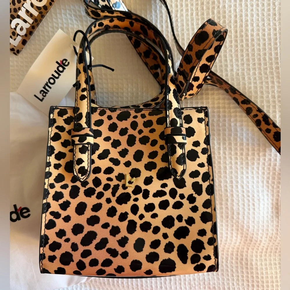Larroude Mini Phoebe Tote Bag in Cheetah Print NWT - Picture 9 of 9